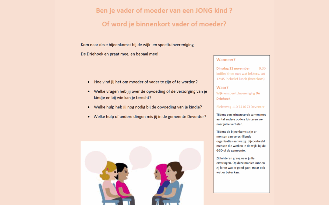 Wie wil graag meepraten over het Jonge kind!